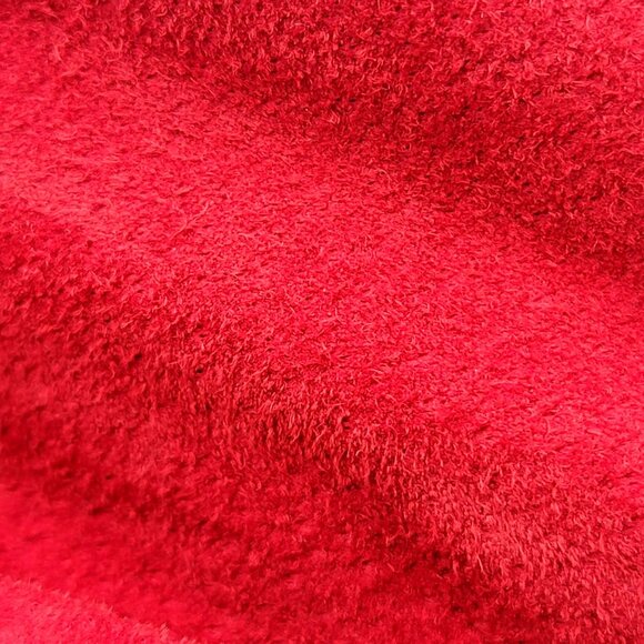 Vintage Red Suede/Leather Button-Front Women's Coat With Folded Collar & Cuffs - Picture 15 of 16